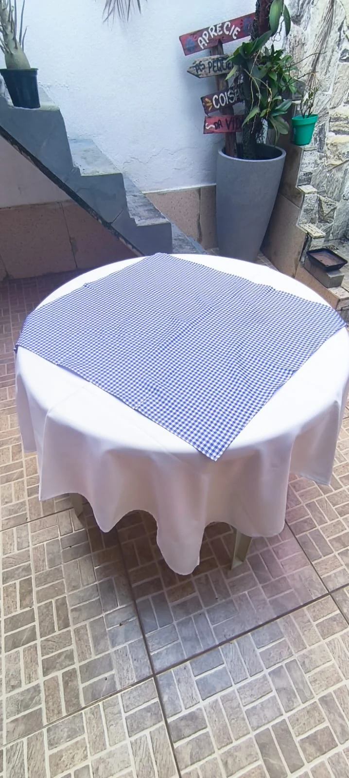Toalha de mesa xadrez azul para festa em Taquara